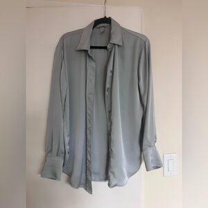 H&M Silky Pale Blue Button-Up Blouse - XS
